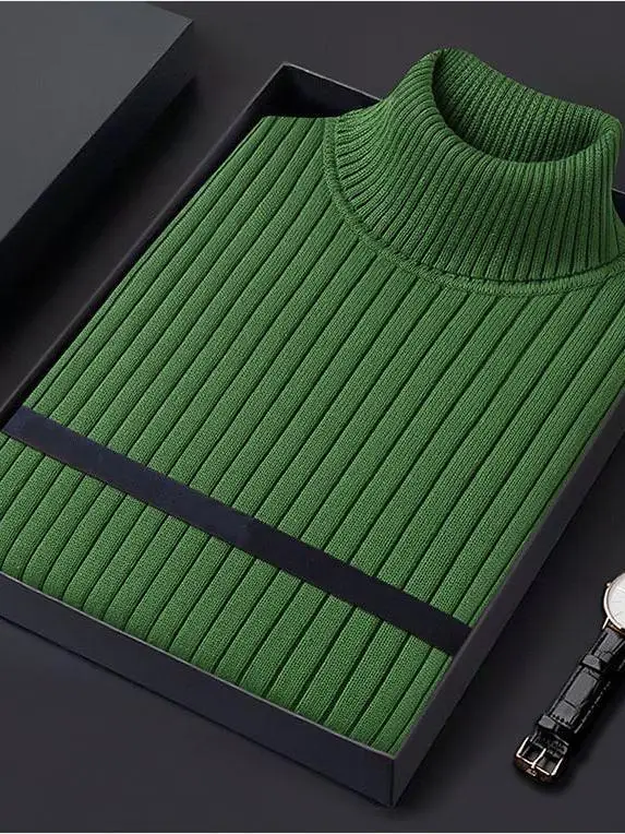 

Элитный зимний вязаный свитер для мужчин и молодежи, приталенный, модный повседневный стиль, полиэстер