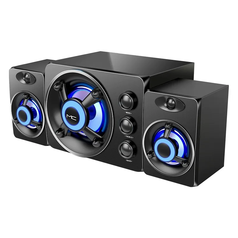 

Professional Computer Audio Full Set DJ Sounds System BT Speakers with Amplifier Colorful LED Light Wired Subwoofer Speaker Set