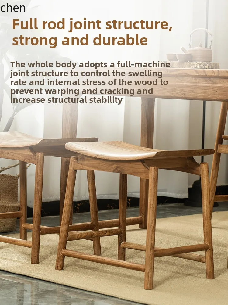 HT Solid Wood Low Stool Shoe Changing Stool Dining Chair Stool for Living Room and Dining Room