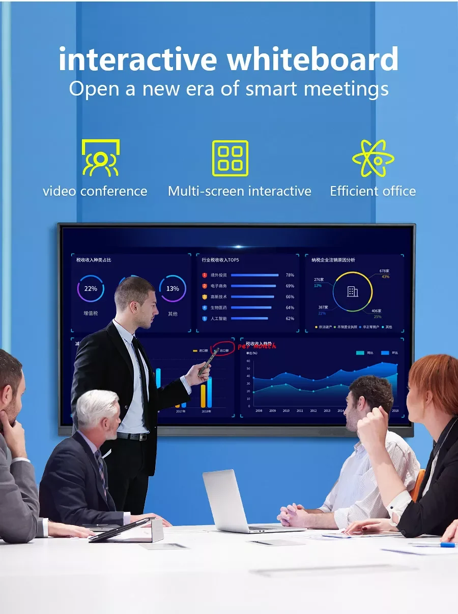 Dual System Digital Smart Board 55-110 Inch Interactive Whiteboard Business Education Advertising Equipment Company M