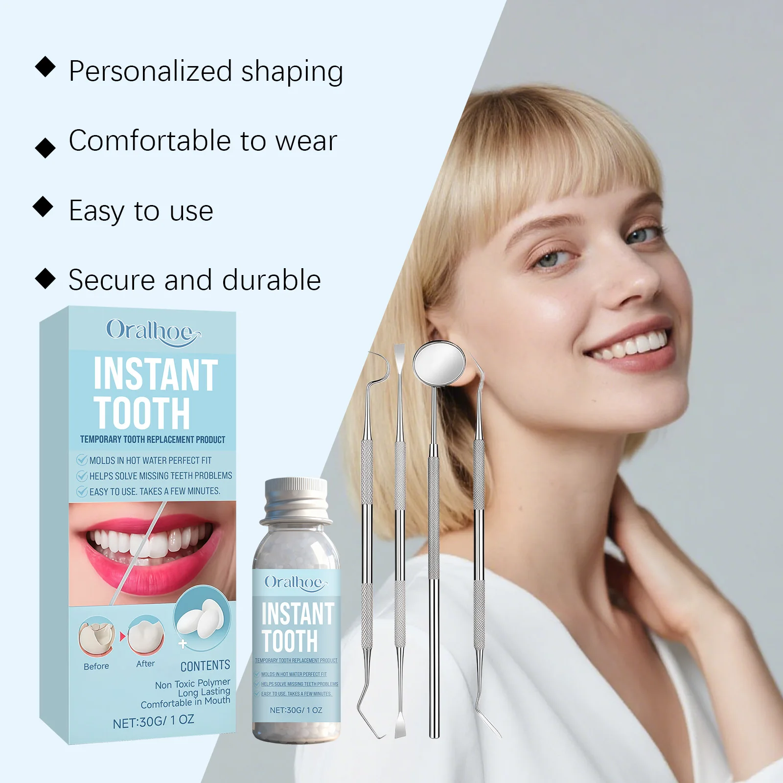 Temporary Dental Care Kit Shapeable Teeth Gaps Filling Missing Broken Solid Glue Confident Smile Strong Safe Tooth Clay Material
