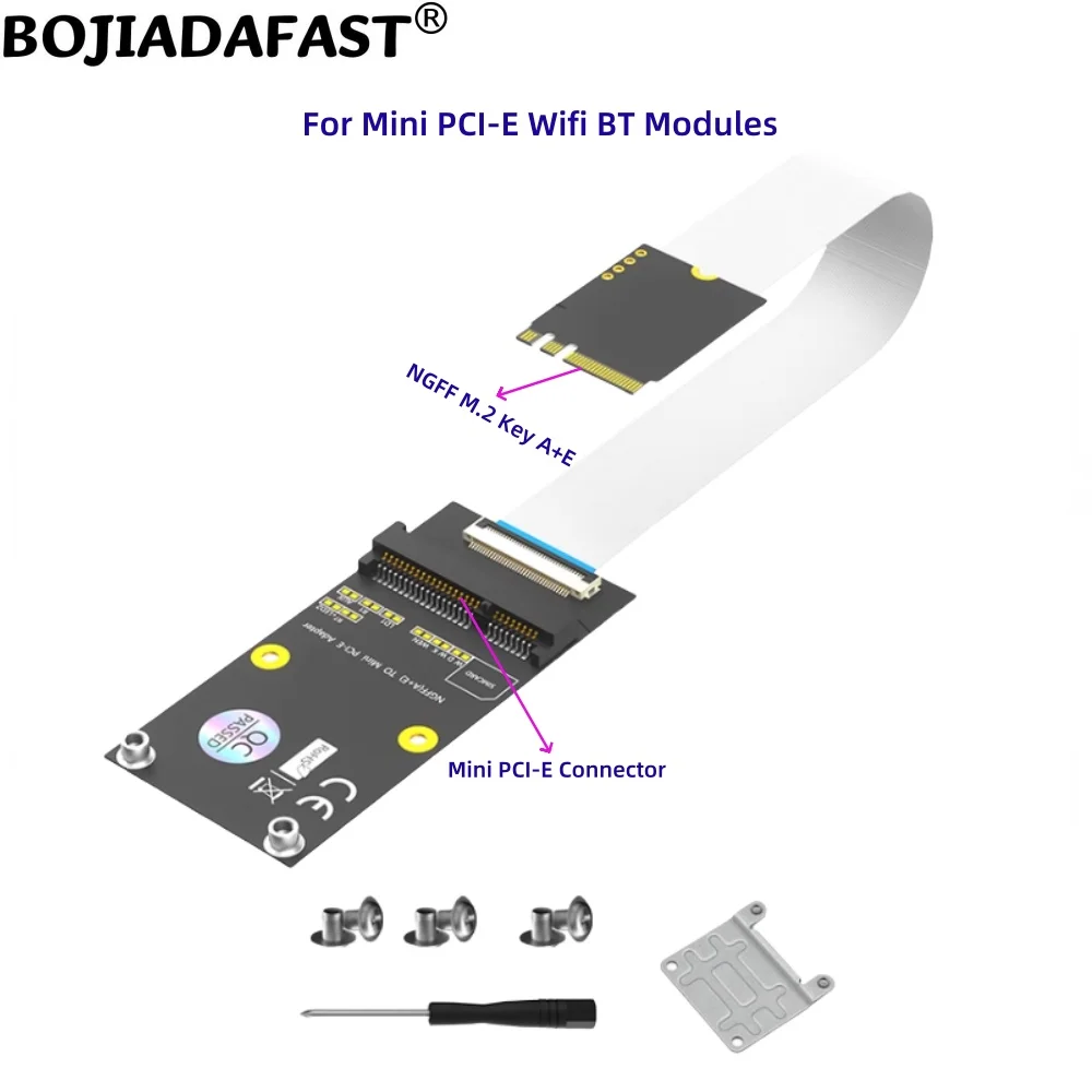 NGFF M.2 Key A+E to Mini PCIe PCI-E MPCIe Wireless Adapter + Flexible FPC Cable For Wifi BT Card
