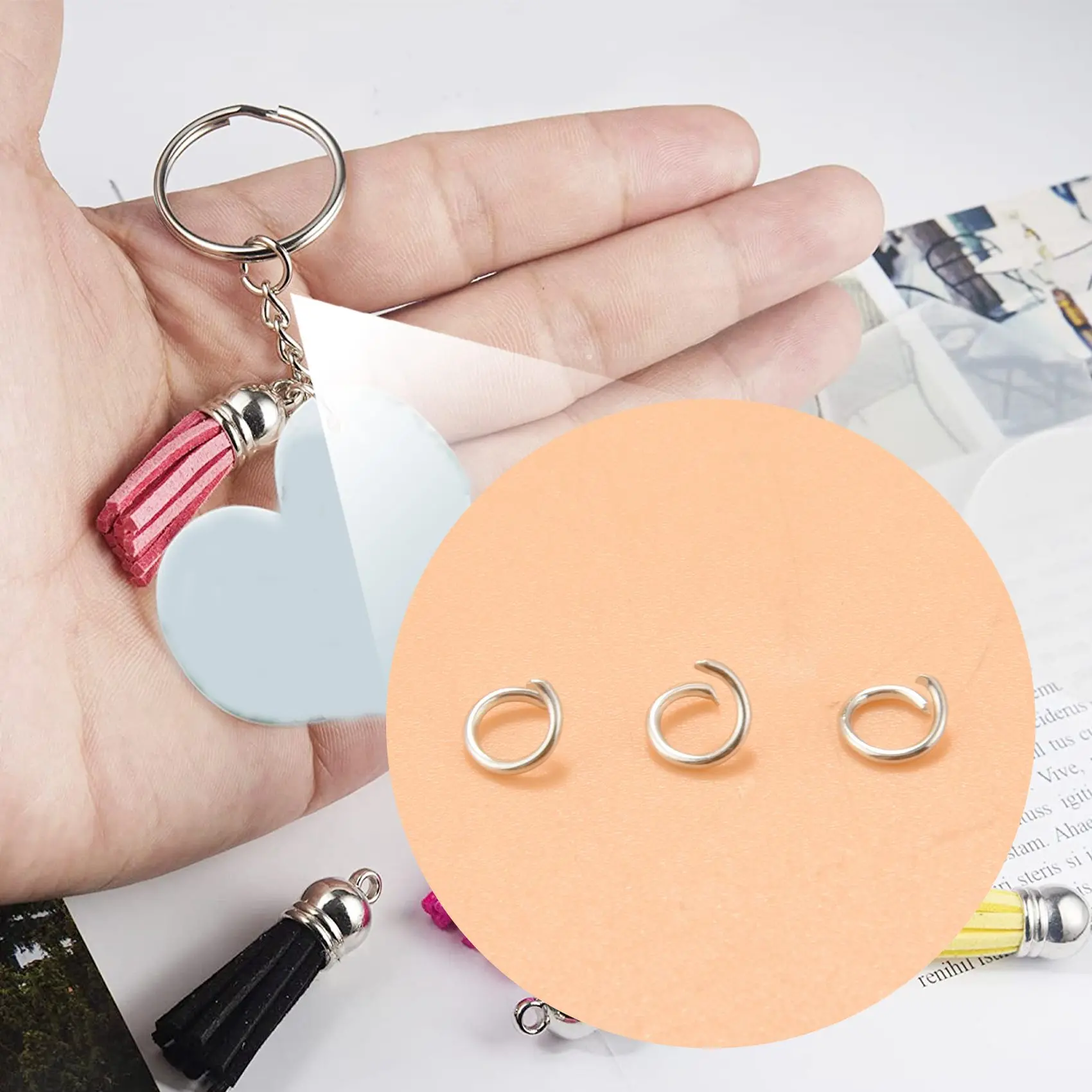 ABKB 500 قطعة من حلقات القفز المفتوحة لصنع المجوهرات باللون الفضي مقاس 4 مم