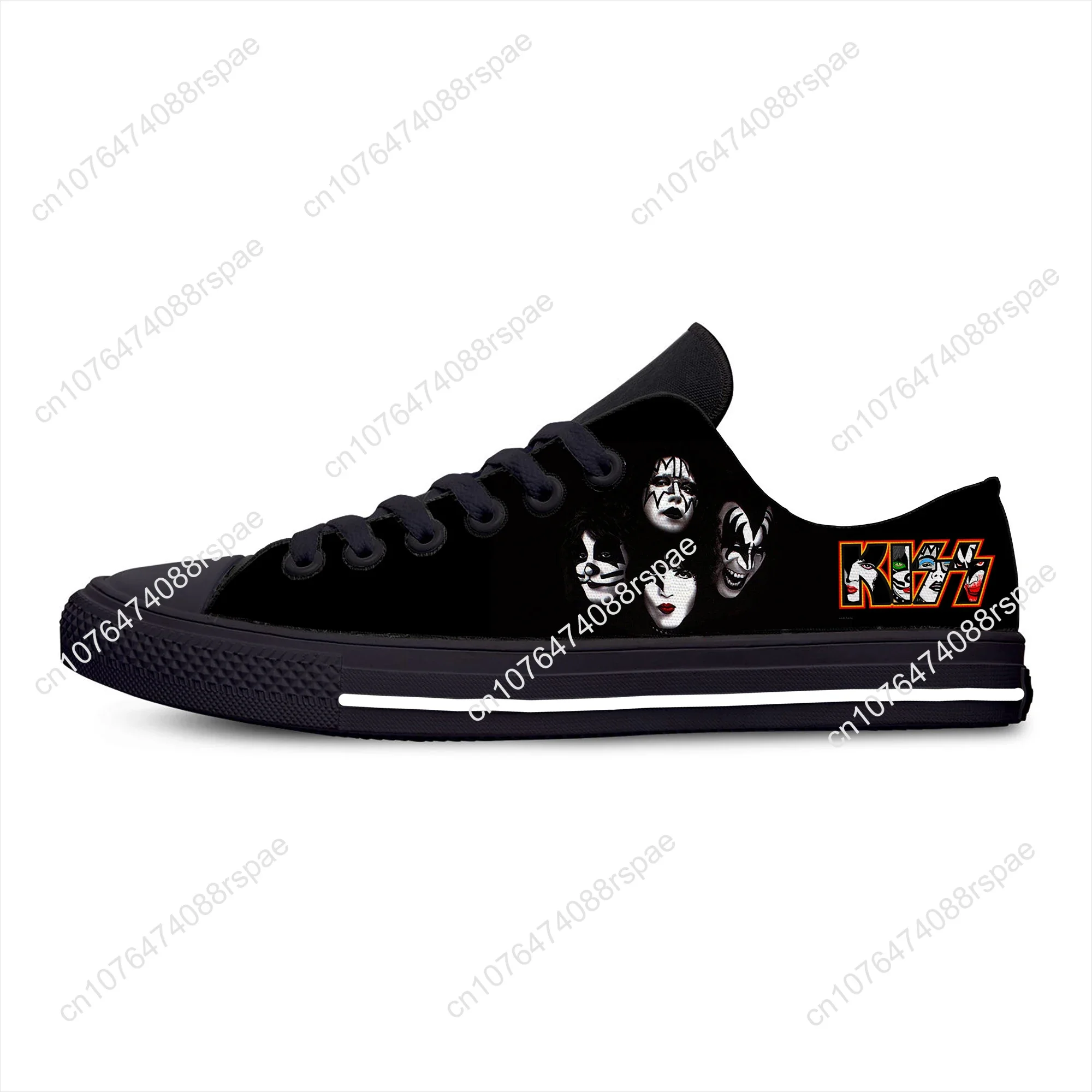 Zapatos de tela informales divertidos para hombres y mujeres, zapatillas ligeras transpirables, con estampado 3D, Rock Band Kiss Heavy Metal, a la moda