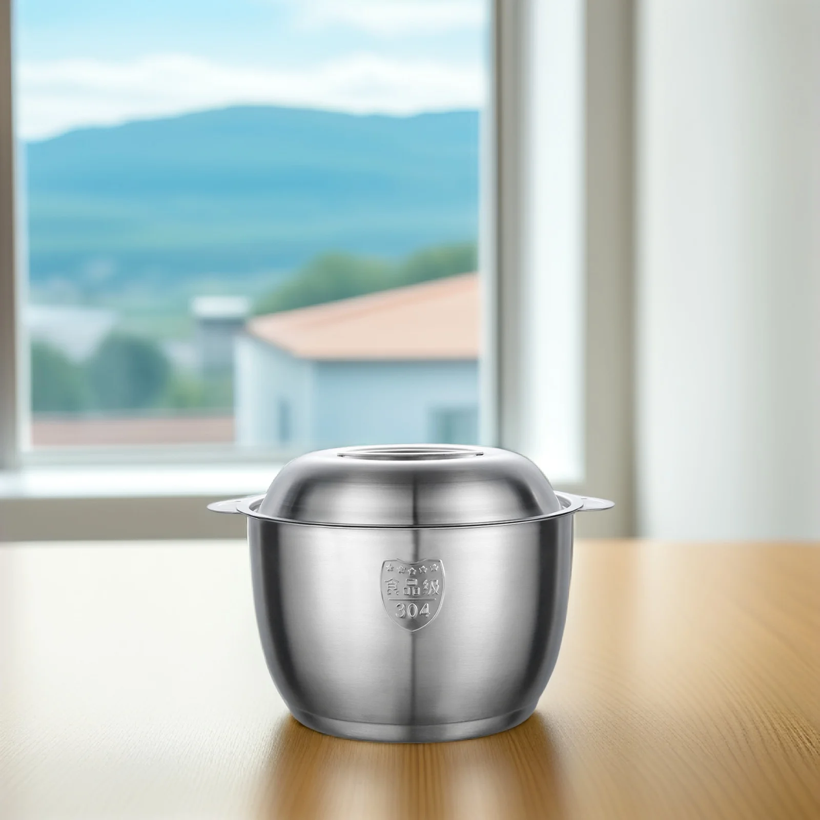 

Stainless Steel Soup Pot 304 Silver Small Kitchen Supply Lard Can Oil Basin Storage Lid Anti Scald H Fruit Washing