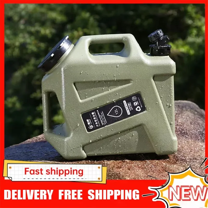 

New 12L Outdoor Water Bucket Camping Water Tank Large-Capacity Portable Water Container with Faucet Driving for Picnic Hiking