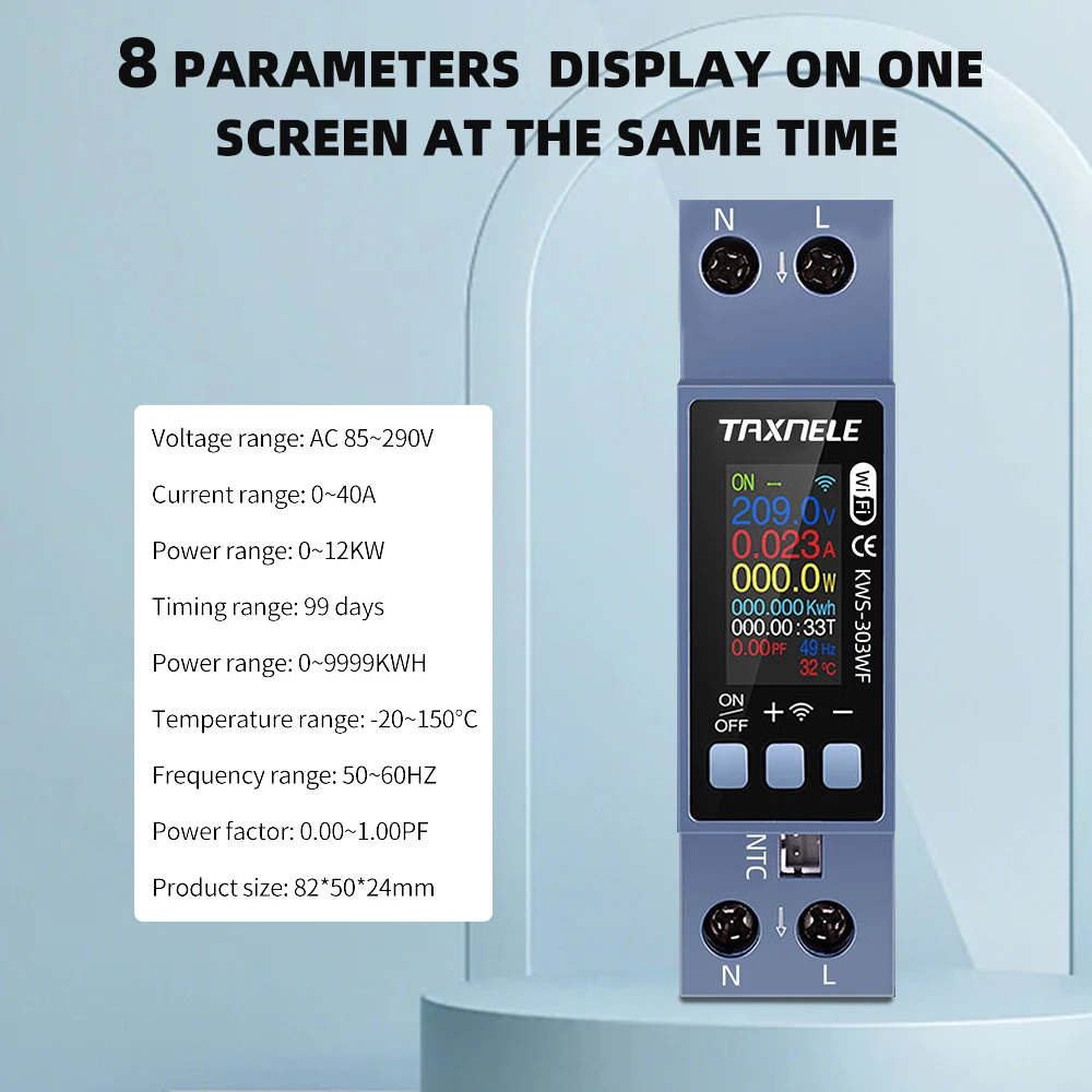 TUYA WiFi التيار المتناوب رصد 110 فولت 220 فولت أكثر من الجهد الحالي كيلوواط ساعة مقياس الحرارة الطاقة التتابع التبديل قطاع دارة #3