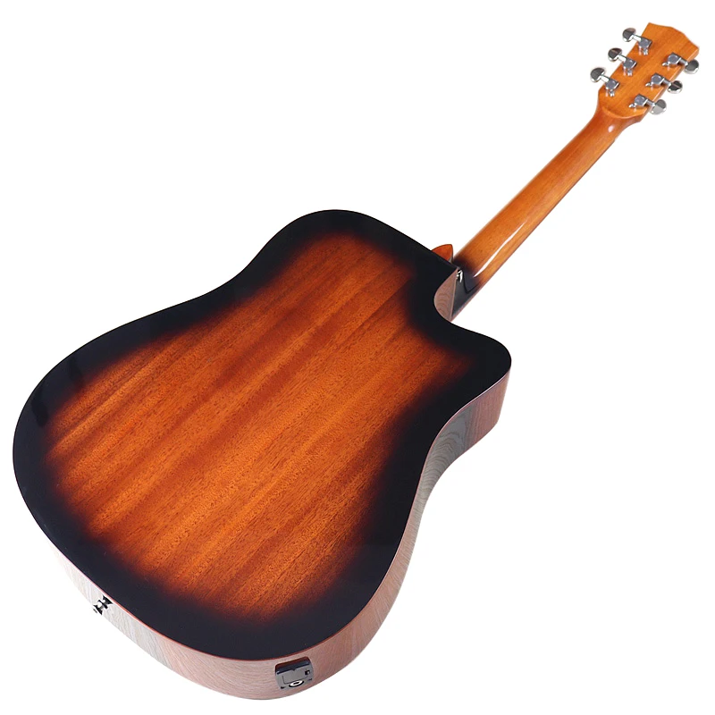 Sunburst Color Left Hand 41 Inch Acoustic Guitar Spruce Top Sapele Back&side High Gloss Finish 6 Strings with Red Pickguard