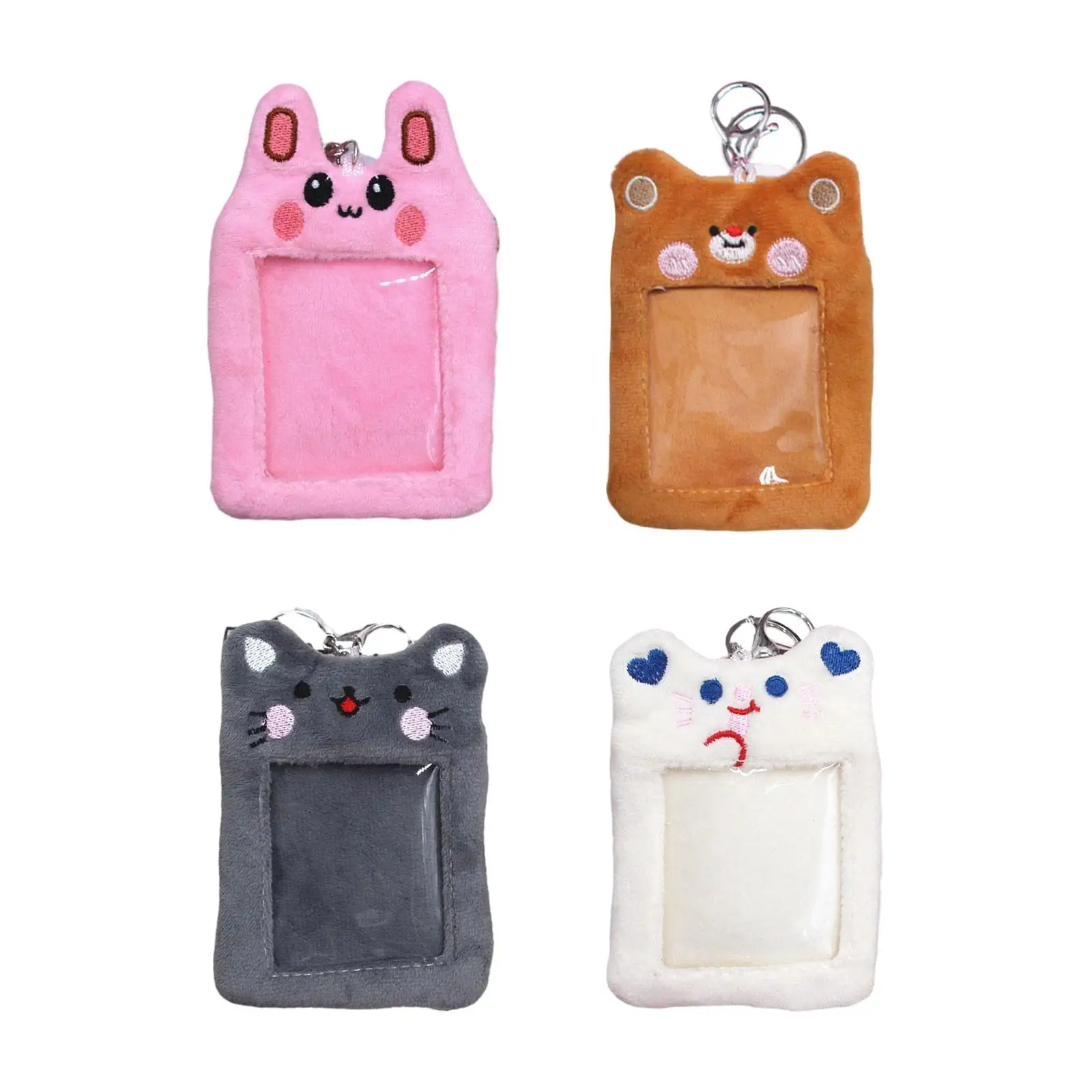 Photocard Holder Plush Cute Credit ID Card Holder with Album Keychain, Card