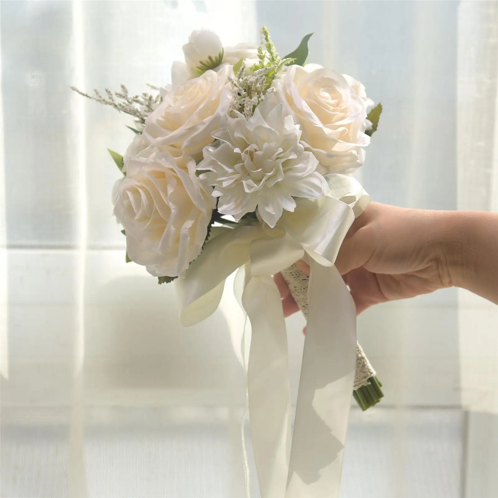 Bridal Wedding Bouquet Artificial Flowers Bridesmaid Bouquet for Party Festival Photo Props Dining Table Decor Anniversary