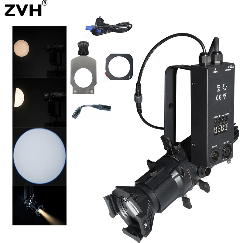 20W/40W Mini Ellipsoidal Profile Spotlight Four Leaf Barrier Manual Cutting Follow Projector Stage Lighting for Museum Theater