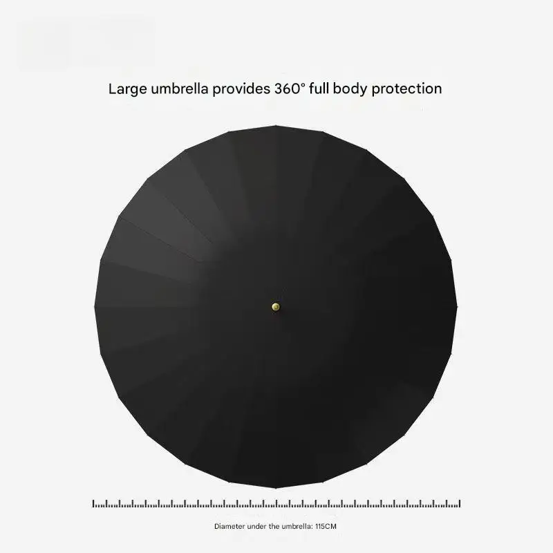 24 Bone Long Handle Umbrella Enlarged Thickened Sunny Rainy Dual-use Extra-large Black Sun Protection Automatic Umbrella - view 4