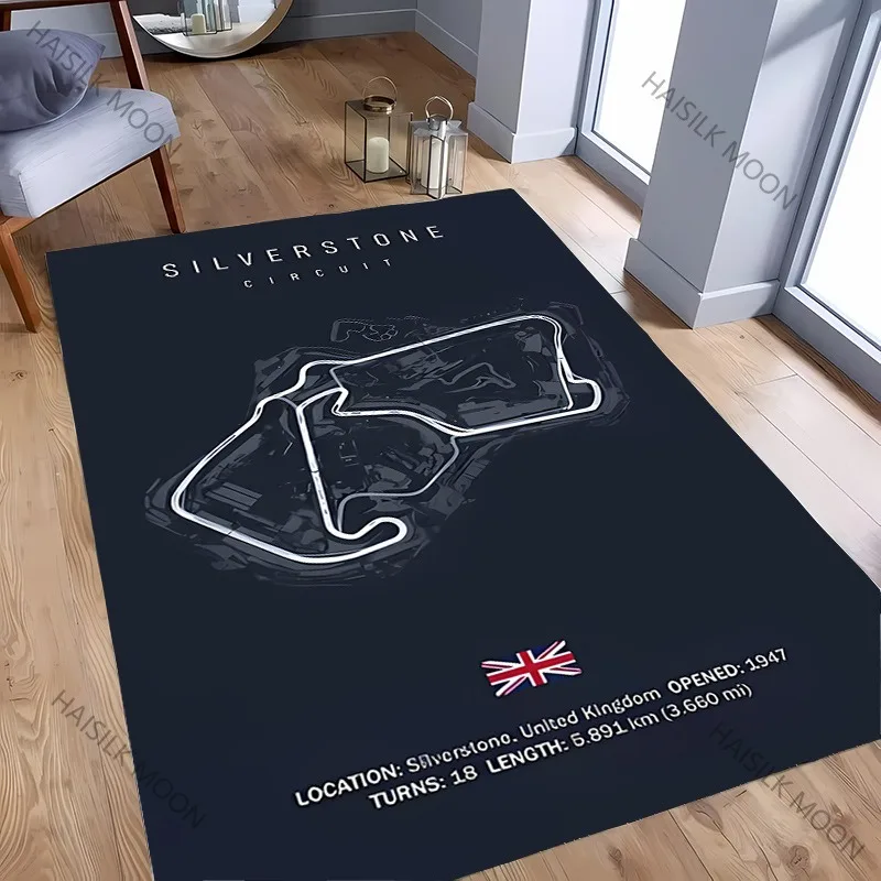 Racing Circuit Design Carpet Mat Rug - Silverstone/Laguna Seca Track Pattern Home Decoration Non-Slip Floor Mat Welcome Mat