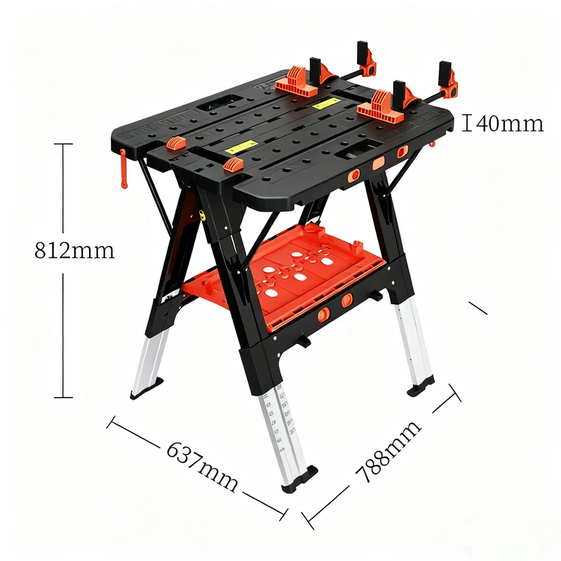 227kg Load-bearing Multifunctional Woodworking Workbench, Aviation Alloy Bracket, Folding Tool Table, Sturdy Sawing Table