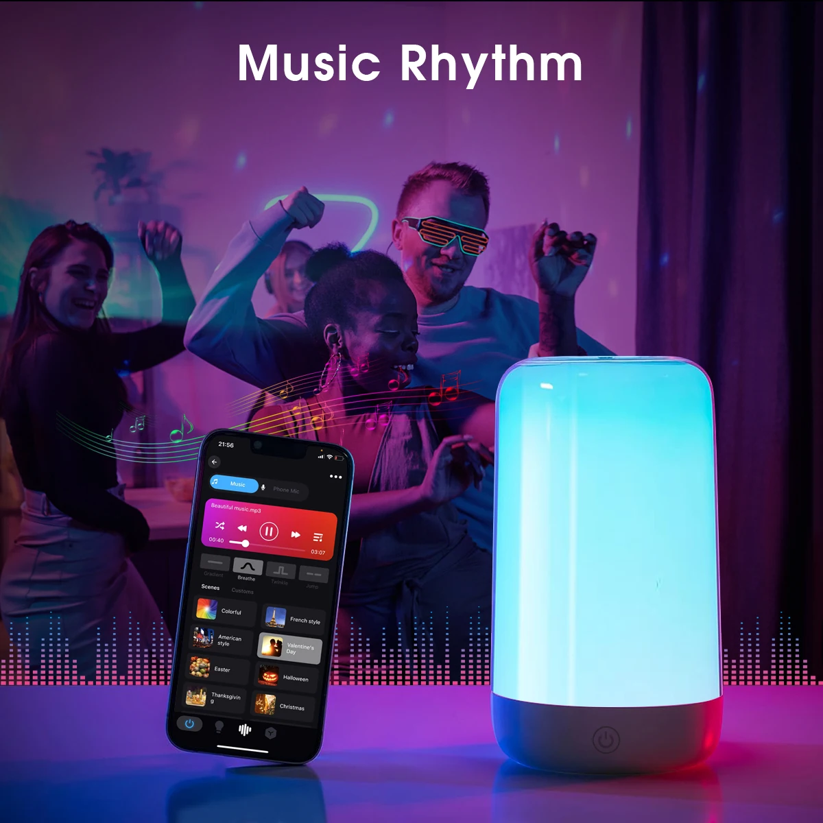 Bluetooth Smart Touch Bedside Table Lamp Dimmable RGB LED Night Light USB Rechargeable kids Desk Lamp Room Outdoor Camping Decor