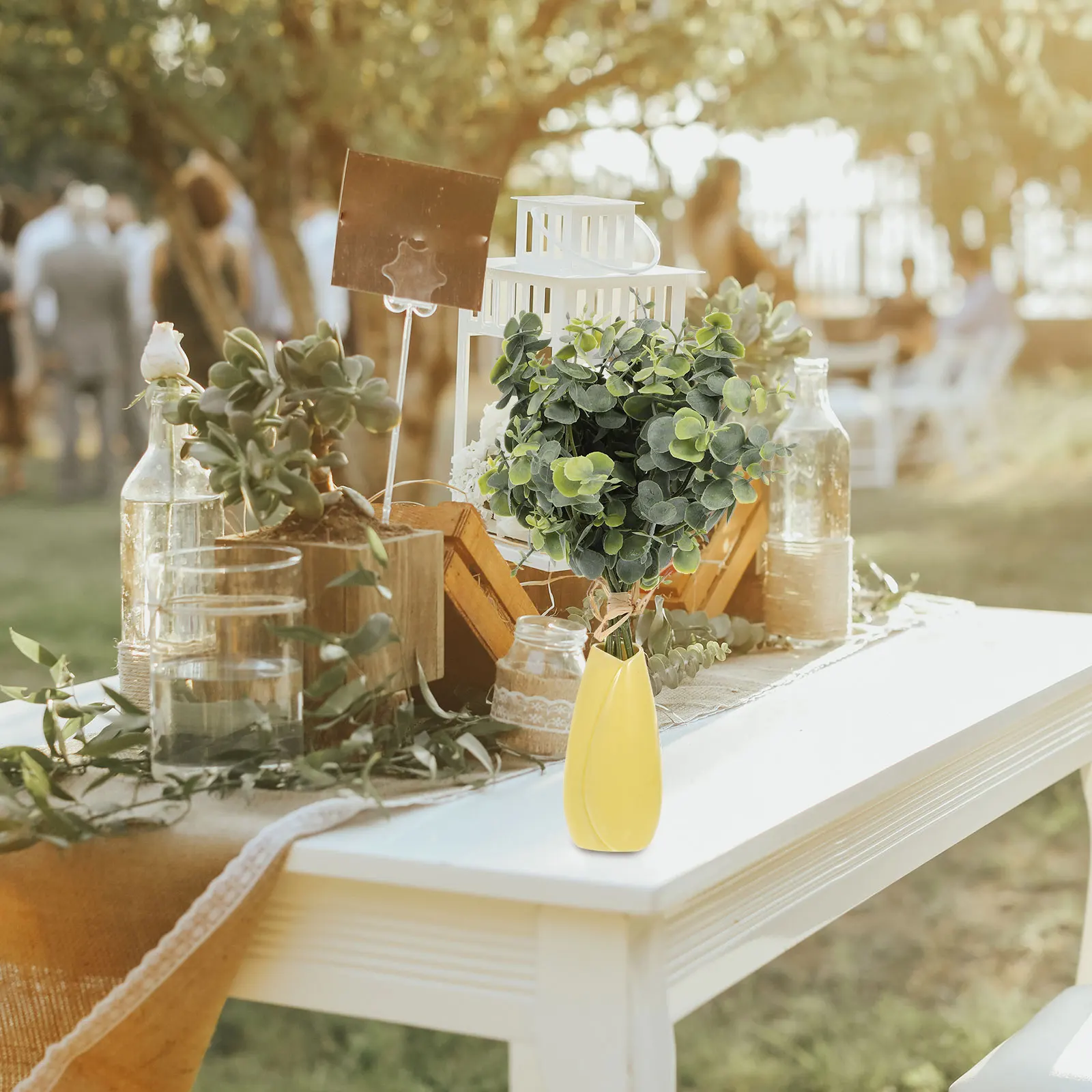 

6 Pcs Simulated Eucalyptus Leaf Decor Realistic Fake Plant Branch Home Adorn Creative Autumn Household Wedding Photo Prop