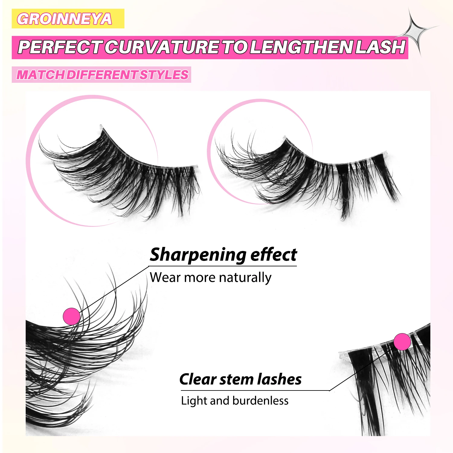 ラスヴィレ ハーフキャットアイラッシュ ナチュラルふわふわハーフアイラッシュ ミックススタイル クリアバンドラッシュ ソフトウィスピー 3Dフェイクミンクラッシュ