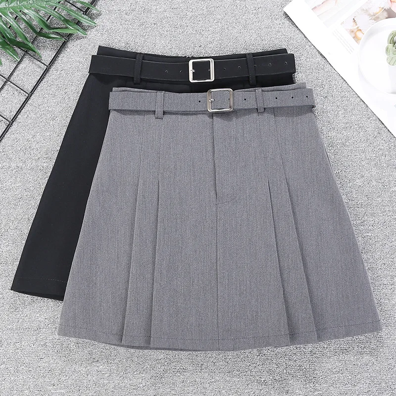 Faltenrock im College-Stil, Frühjahr 2026, neuer Damenrock mit hoher Taille und Gürtel