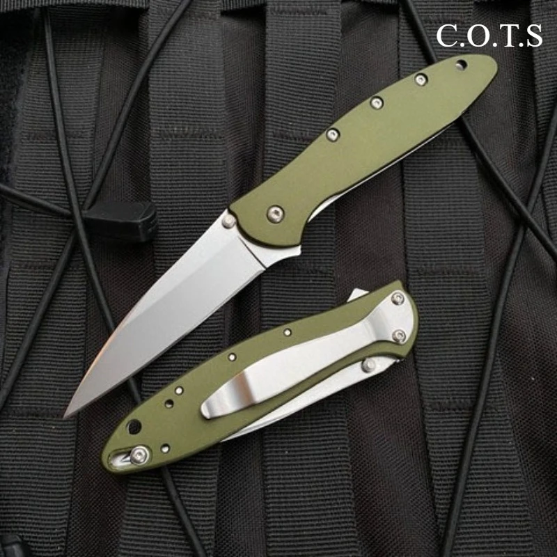 KS 1660 Ken Onion Leek Assisted Flipper Knife Bead Blast Plain Blade Stainless Steel Handles