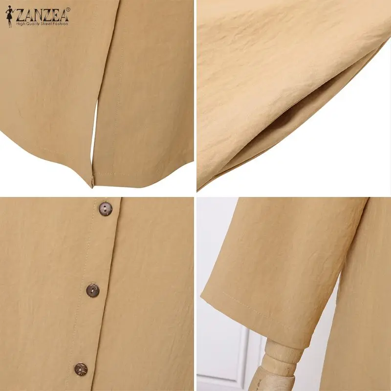 ZANZEA Moda Camicia a maniche lunghe Abito Donna Autunno Elegante Bottoni da festa Casual Maxi Abiti Primavera O-Collo Abito solido allentato