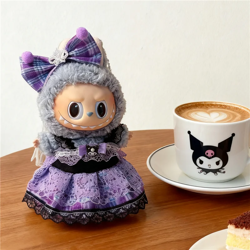 ラビュブドール用15～17cm、漫画風キュートなハローキティTシャツ、カーゴパンツ、魔法のようなダークスタイルのスカートドレス、クロミの服