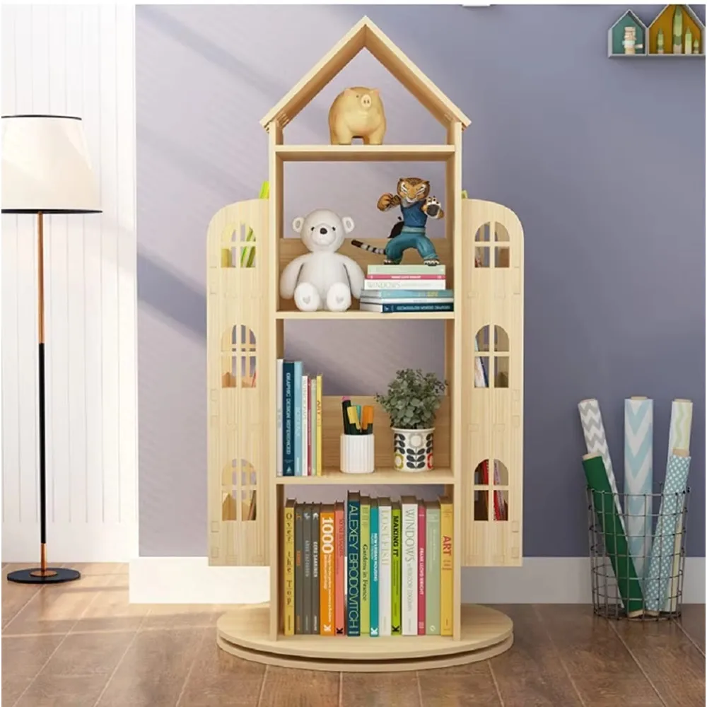 Rotating Bookshelf 360 Display Floor Standing Bookcase Storage Rack Children's Bookshelf