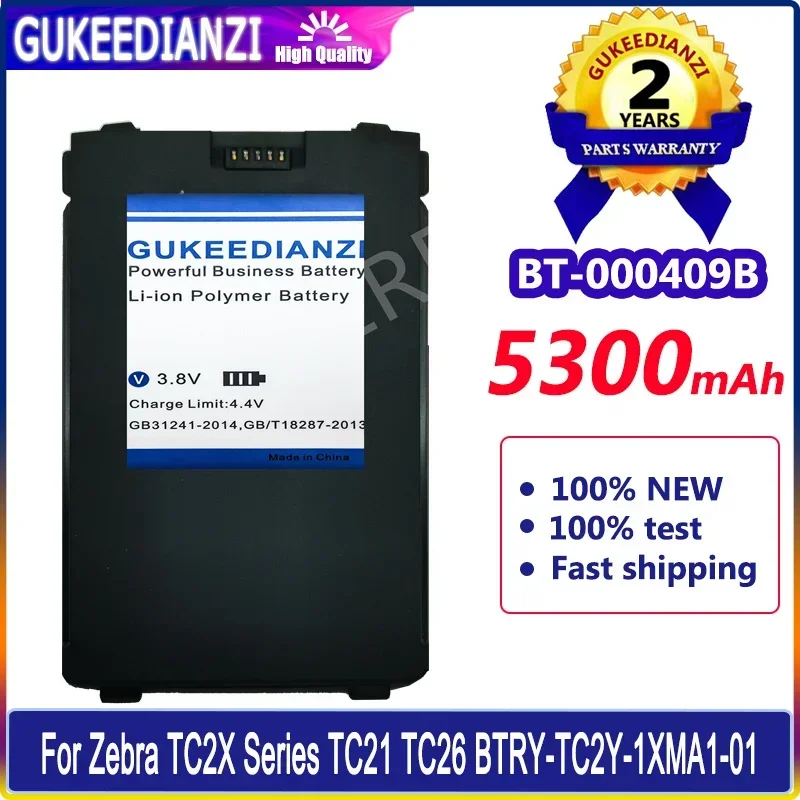 GUKEEDIANZI Battery BT-000409B BT-000409A 3700mAh/5300mAh For Zebra TC2X Series TC21 TC26 BTRY-TC2Y-1XMA1-01 Bateria