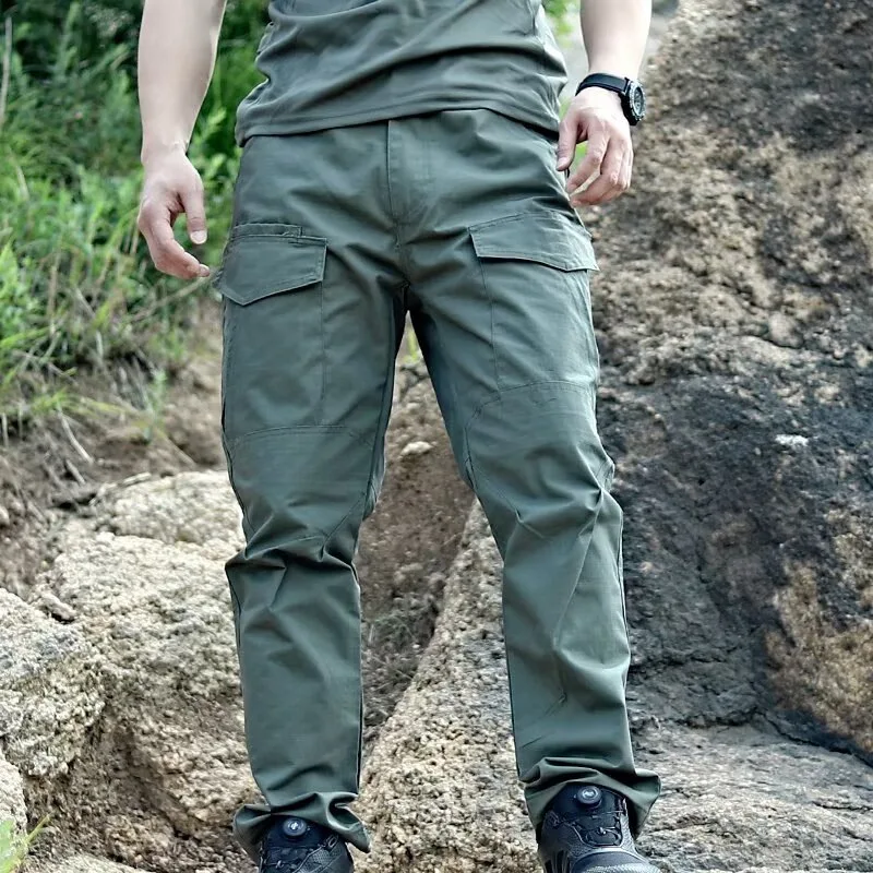 Premium Men's Ripstop Tactical Cargo Pants with Multi Flap Pockets, Adjustable Cuff, Lightweight, Windproof, Outdoor Hiking