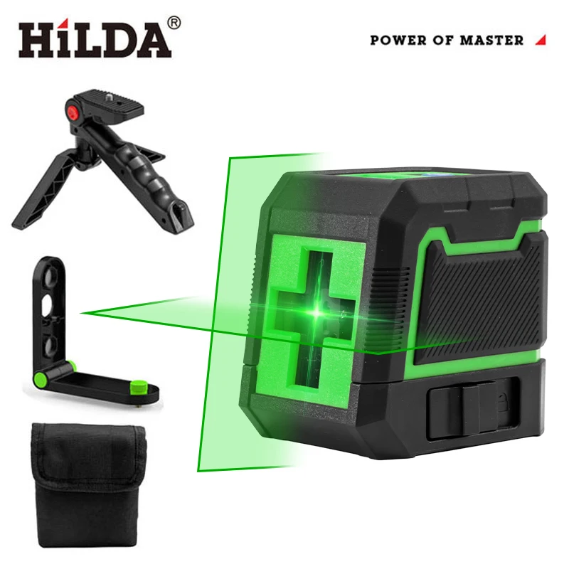 HILDA Laser Level 2 Lines Self-Leveling Horizontal And Vertical Cross Super Powerful Green Laser Beam Line