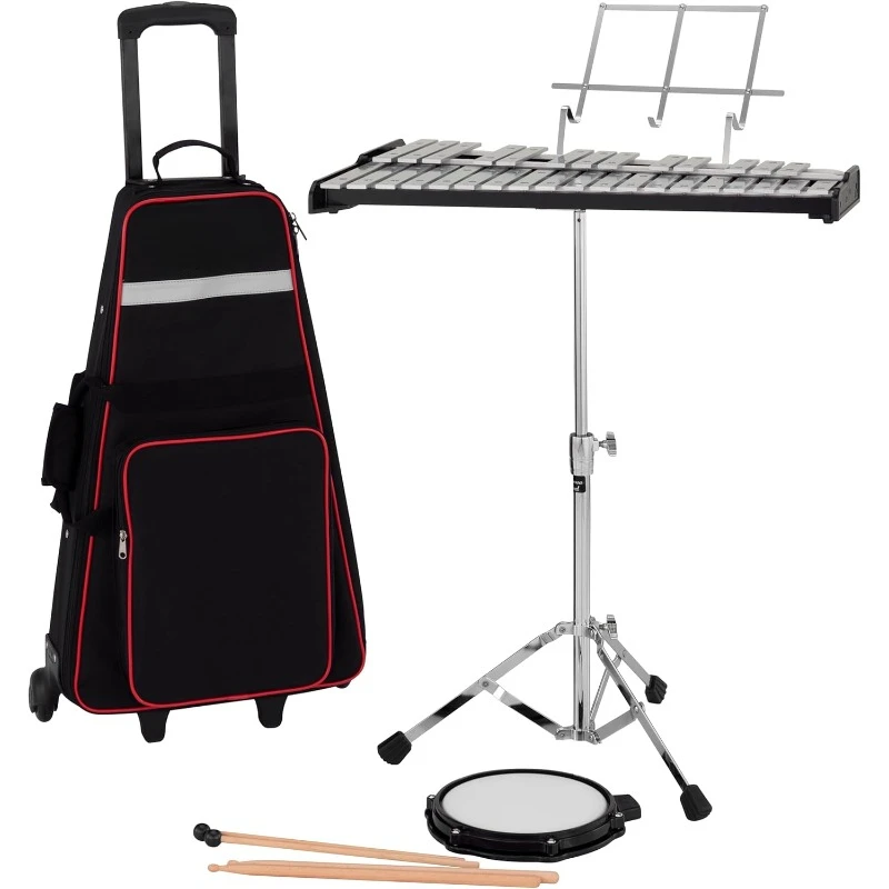 Belsona Student Bell Kit with Rolling Case 2.5 Octave Aluminum Tone Bars Bell Section (F5-C8, A=442Hz) Embossed Note Names