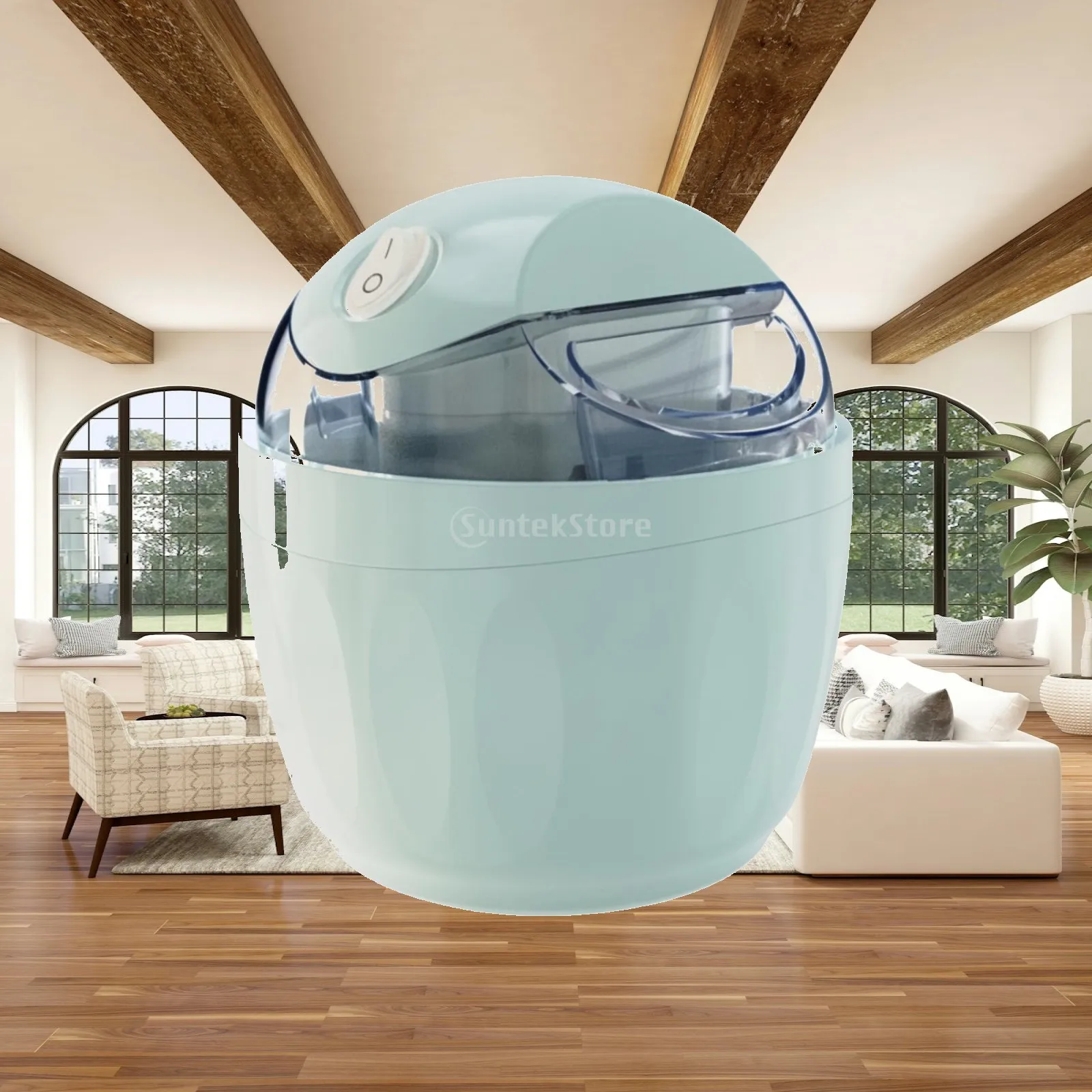 Compact Ice Cream Maker for Kids Home Use Mini Dessert Machine with Clear Cover Simple Operation Frozen Yogurt Maker for Family