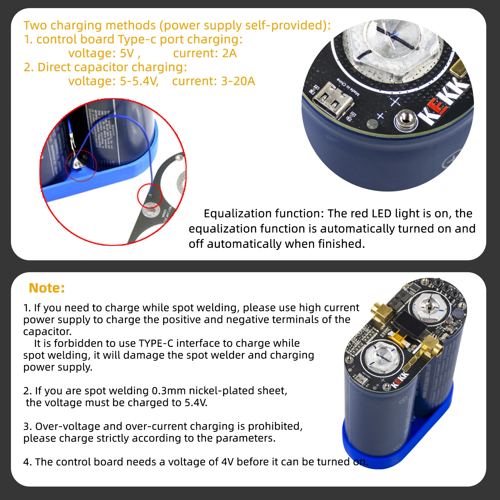 KEKK Farad-Kondensatoren Punktschweißgerät Superkondensator 5,4–5,6 V1500F Punktschweißmaschine Steuerplatine 0,3 mm für 18650-Batterie – Detail 8