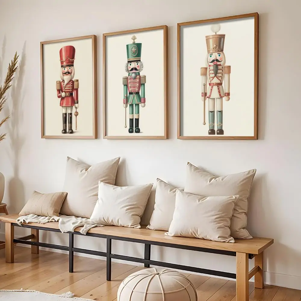 Nutcracker Christmas Vintage Painting Calligraphy Wall Art HD Canvas Oil Painting Posters Prints Home Bedroom Decor Gift