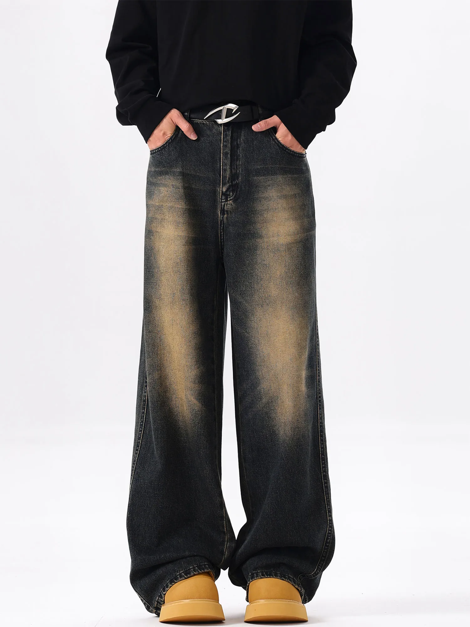 

ISTURE винтажные осенние джинсовые джинсы с американской талией для мужчин и женщин, прямые свободные леггинсы, молодежная смесь хлопка и полиэстера