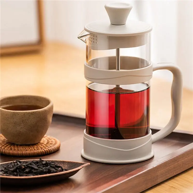 BABZ-2X French Press Coffee Maker 12 Oz, White Coffee Presses Tea Makers With Borosilicate Glass Cold And Hot Brew Coffee