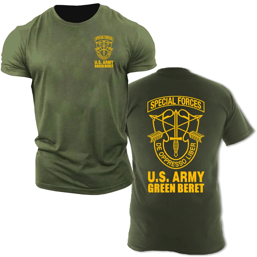 US Army Special Forces Group Airborne Military Green Beret T-Shirt USA Military Green T Shirt Cool Dad TShirts Cotton Tee Shirts