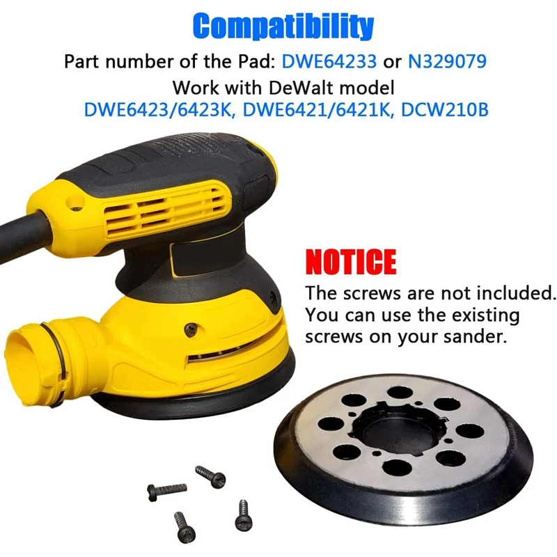 5 Inch Hook-&-Loop Sander Pad With Metal Backing For Dewalt Random Track Sander - Compatible With Models DWE6421,2Pack