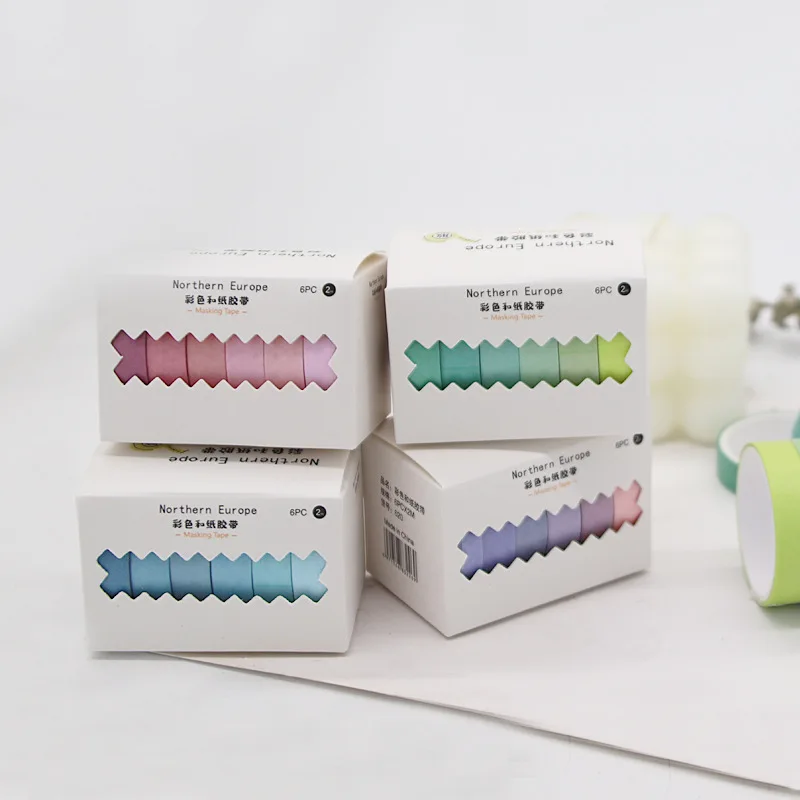 Student Handbook Tape, Rainbow Washi Tape, Korean Candy Color DIY Decorative Sticker Handbook Tape Set