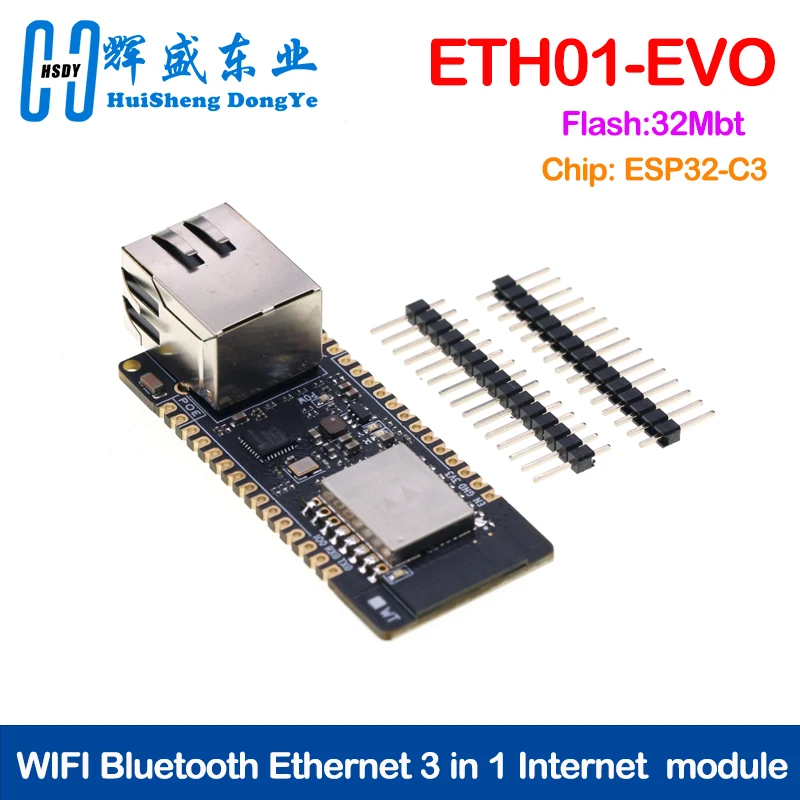 ETH01-EVO Enlightenment Display ESP32-C3 module WIFI Bluetooth Ethernet 3 in 1 Internet of Things Gateway Updated WT32-ETH01