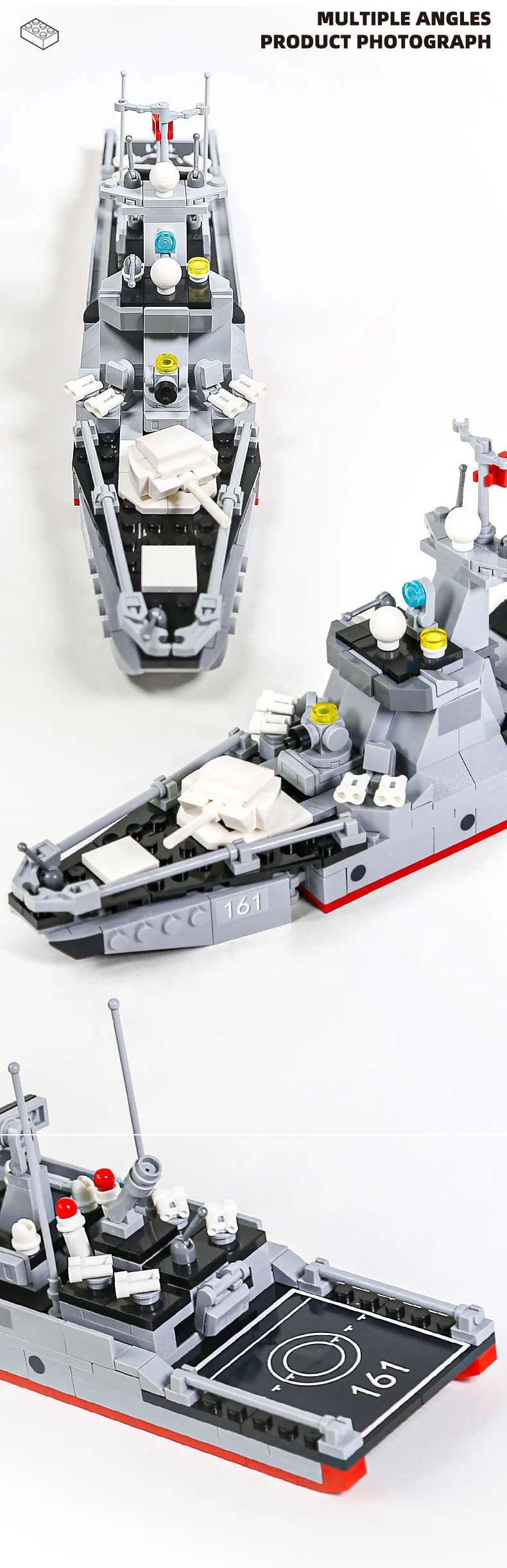 China Modernes Militärschiff Typ 052D Zerstörer Modellbausatz Baustein-Kriegsfahrzeug Konstruktionsspielzeug für Geschenke – Detail 3