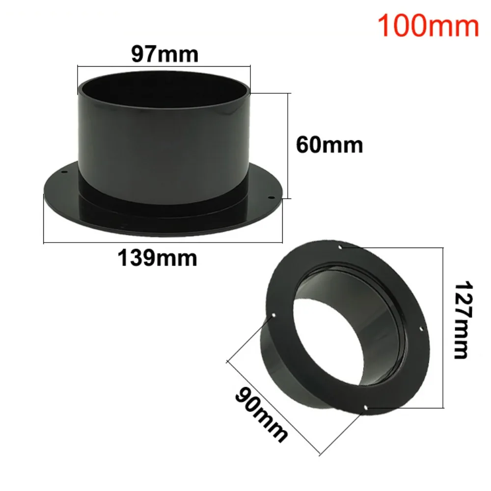 

Соединение вентилятора Круглый настенный фланцевый соединитель Черный пластиковый соединитель выхлопной трубы Адаптер вентиляционной трубы Вентиляционная труба