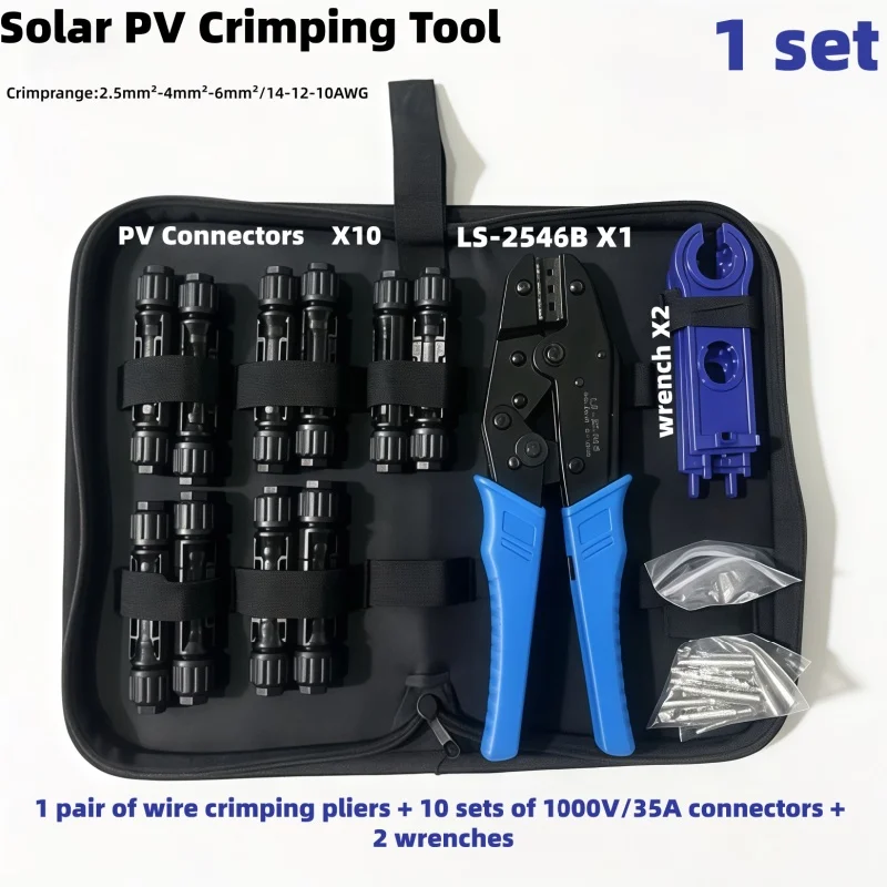 Solar-Crimpwerkzeug-Set Photovoltaik-Solarstecker-Kit 1000V 30A Solarpanel-Steckverbinder für PV/MC-Kabel 2,5/4/6mm²