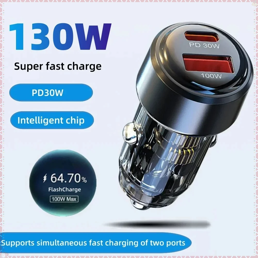 

PD 130W USB Car Charger Fast Charging Type C Car Quick Charger Adapter in Car Mobile Phone for iPhone 15 16 Xiaomi Huawei OPPO