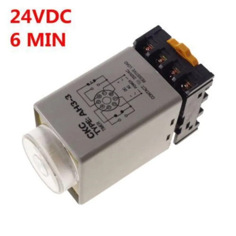 380V 220V 110V 12V 24VAC/DC  Max 6m Power On Delay 3A AH3-3 Time Relay With Socket Base PF083A