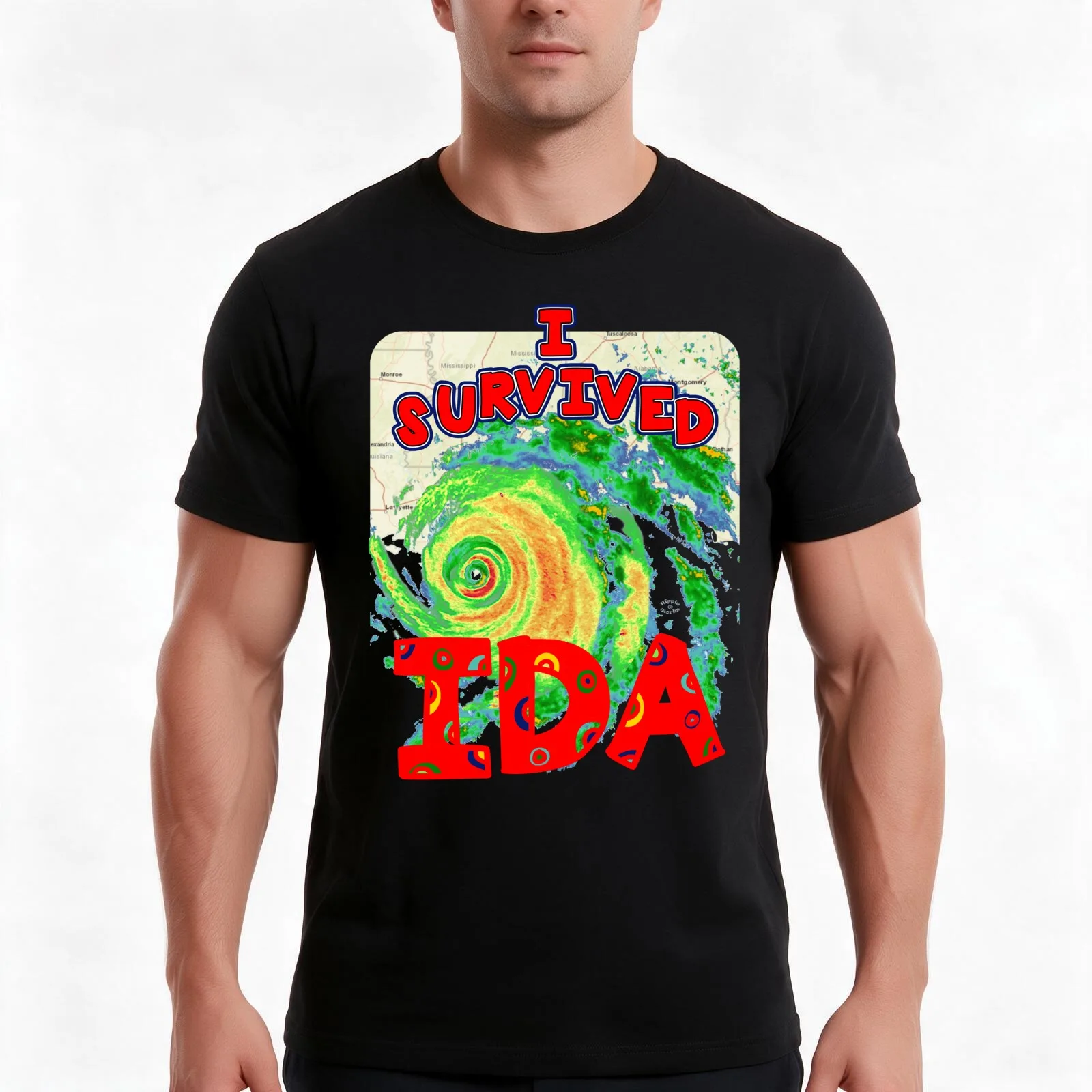 I SURVIVED Hurricane IDA 2021 - with hurricane text by Orikall T-Shirt, Summer Casual Cotton Tee, Oversized Streetwear Tops