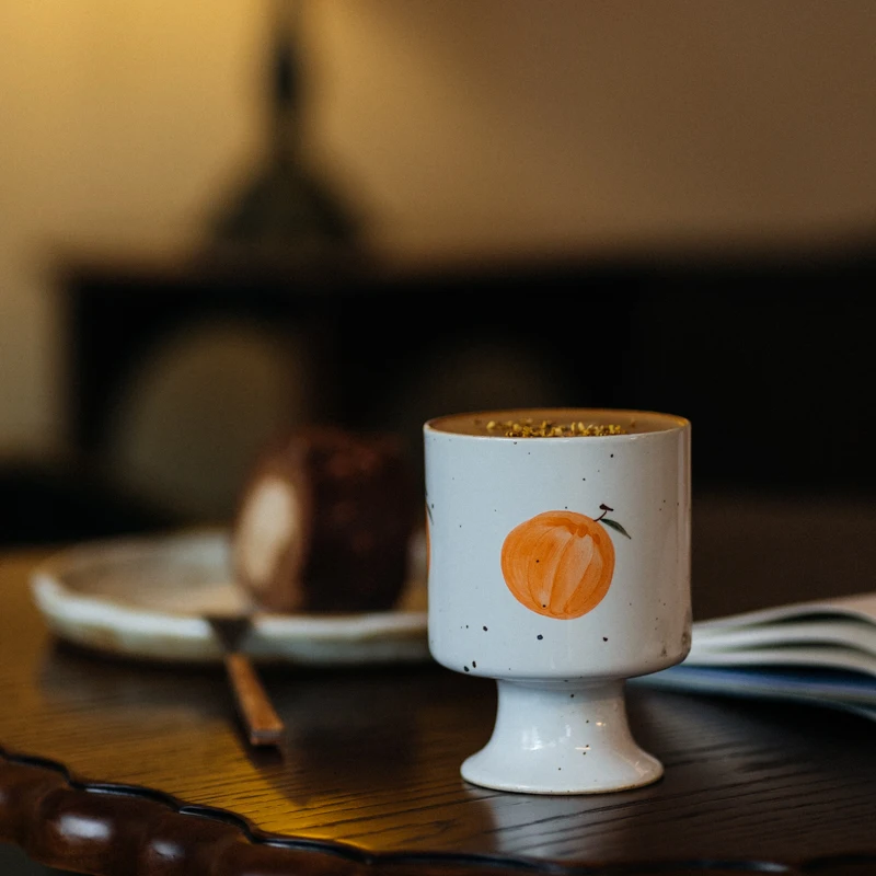 The product can be customized. Vintage Jingdezhen Literature and Art Japanese Orange Cup Coffee cup Cafe Ceramics