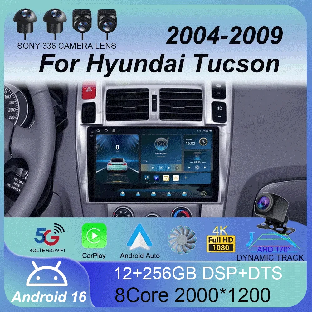 

Android 16 Auto Car radio 4G Carplay for Hyundai Tucson 2004-2009 Multimedia Player 2din Autoradio GPS navi Stereo Screen