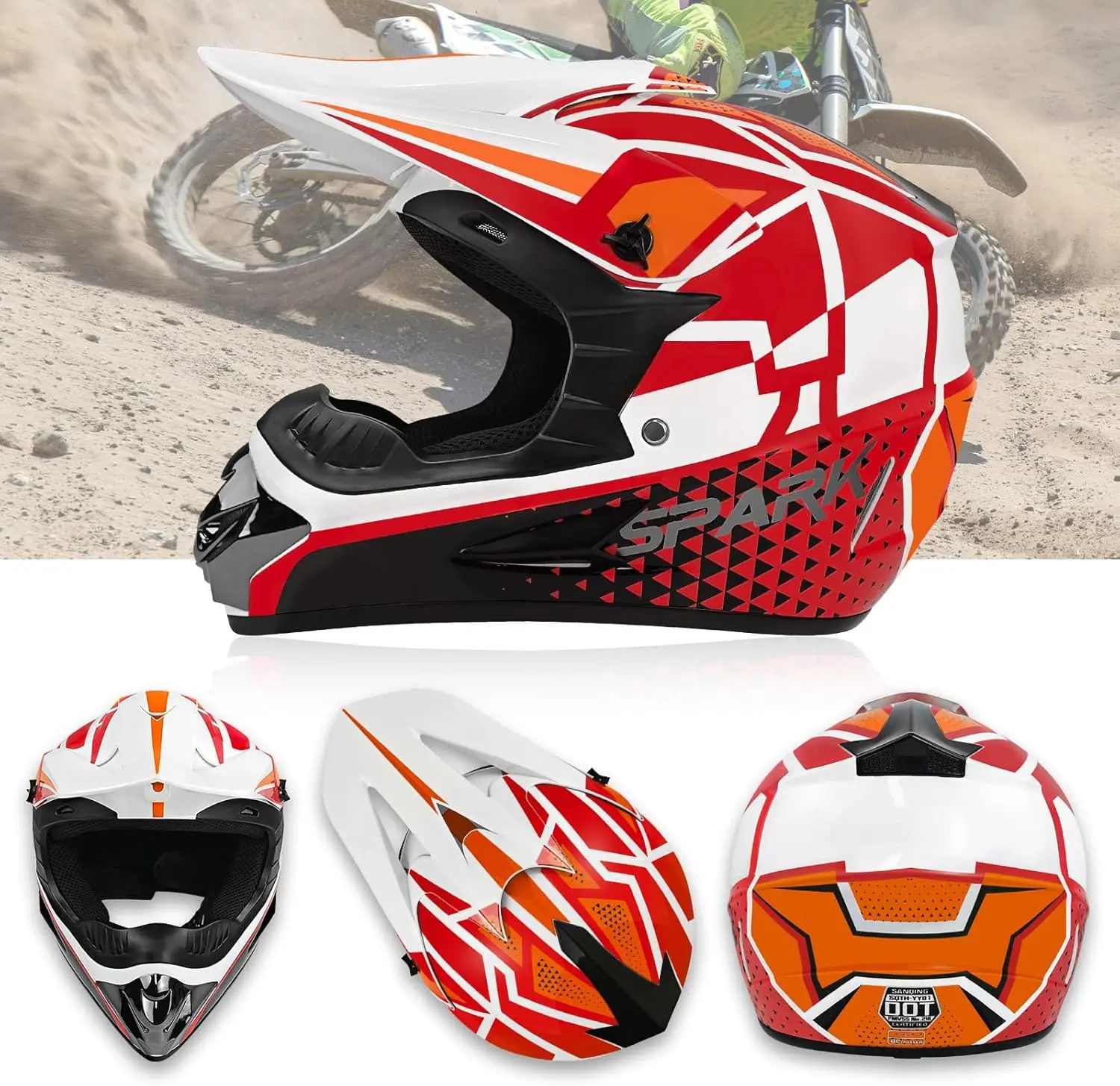 Youth Motocross Helmet Casco de Motocross, Full Face Motorcycle Dirt Bike Off-Road Mountain Bike, Adult Motorcycle Dirt Bike Hel