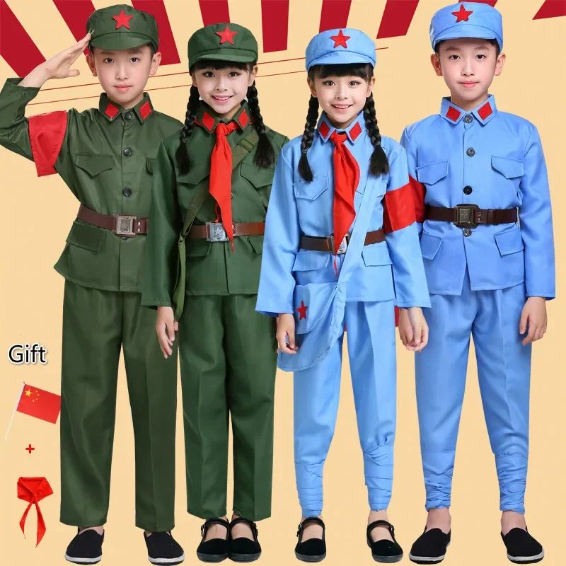 Vêtements de l'armée de la huitième route pour enfants, représentation sur scène rouge pour adultes, uniforme de chœur pour filles, nouveau, 4e, cosplay