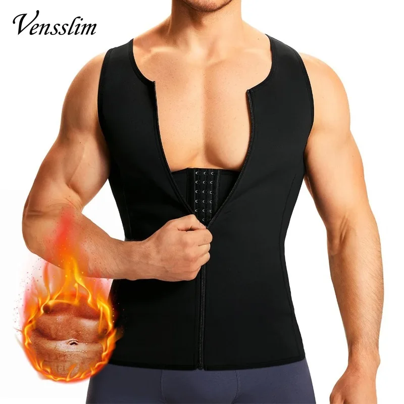 Vensslim Men Compression Waist Trainer Shirt for Body Shaper Slimming Tank Tops Tight Undershirt Tummy Control Fat Burner Girdle